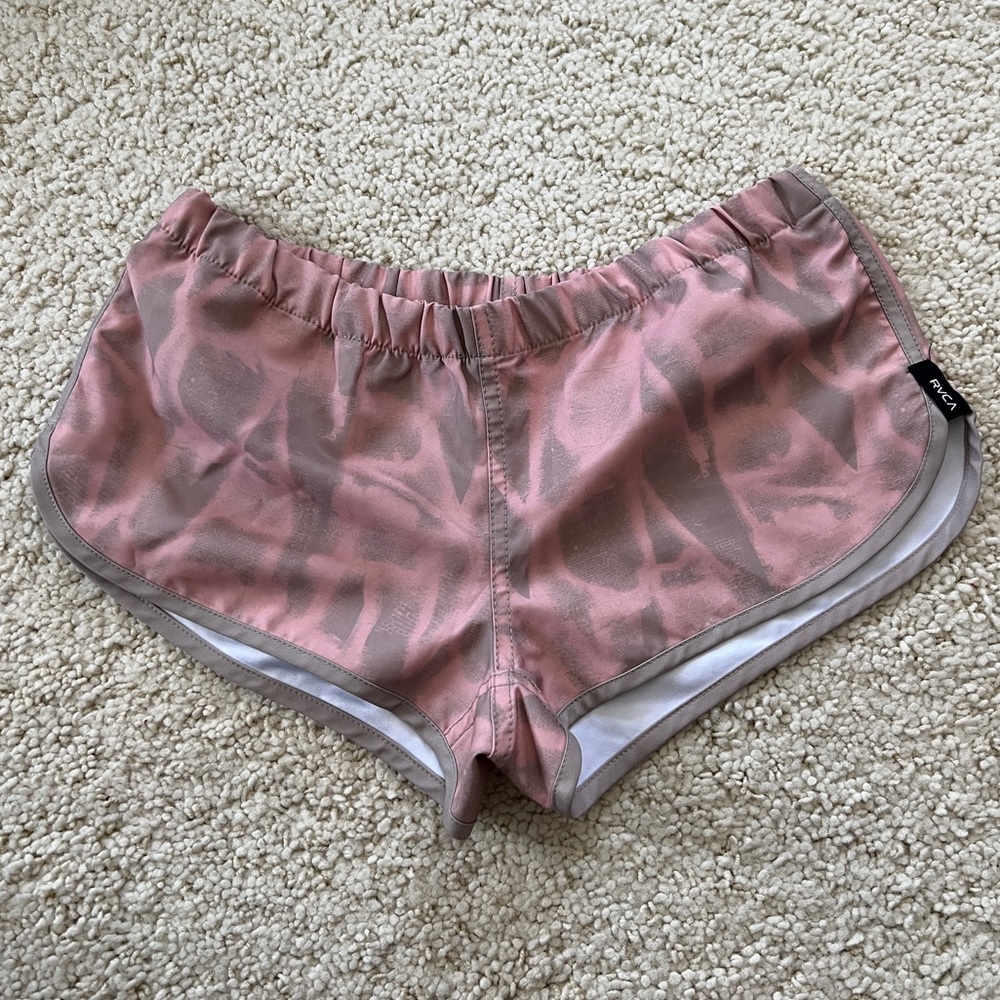 New RVCA shorts booty board varsity women pink swim cover elastic- small